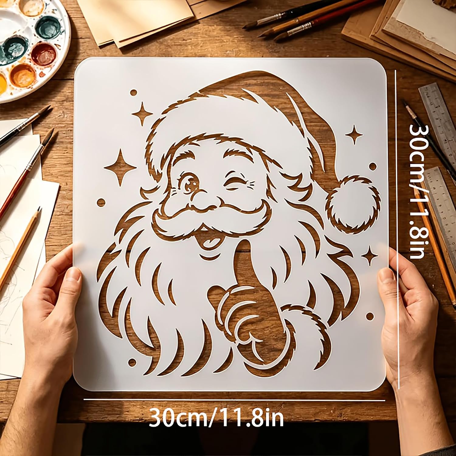 reusable santa claus stencil for christmas painting