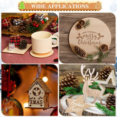 American Elm 48 Pcs Wooden Cutouts MDF Squares & Circles for Christmas Decor & Wood Art Projects
