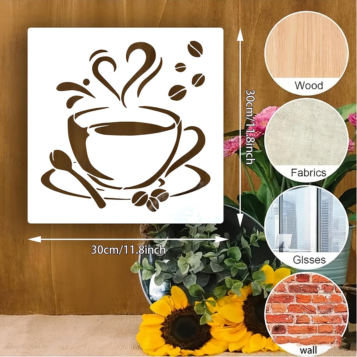 coffee cup stencil for wall painting