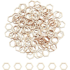 Cliths 40 Pcs Hexagon Wood Linking Rings MDF Craft Frames for DIY Jewelry, Home Decor, Earrings