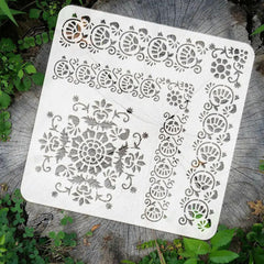 intricate vine and leaf stencil
