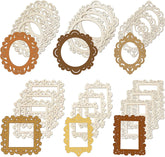 Set of decorative picture frames in various styles and colors on a white background