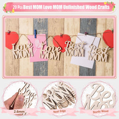 Bulk pack DIY wood cutouts for handmade Mother's Day gifts