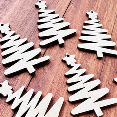 Cliths Wood Christmas Tree Earrings Cutouts MDF Squiggle Star Design DIY Holiday Jewelry Making Craft Kit Gift Set