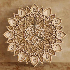 Cliths Multilayer Mandala Wall Clock Wooden Decorative Clock for Living Room MDF Home Decor & Unique Gift