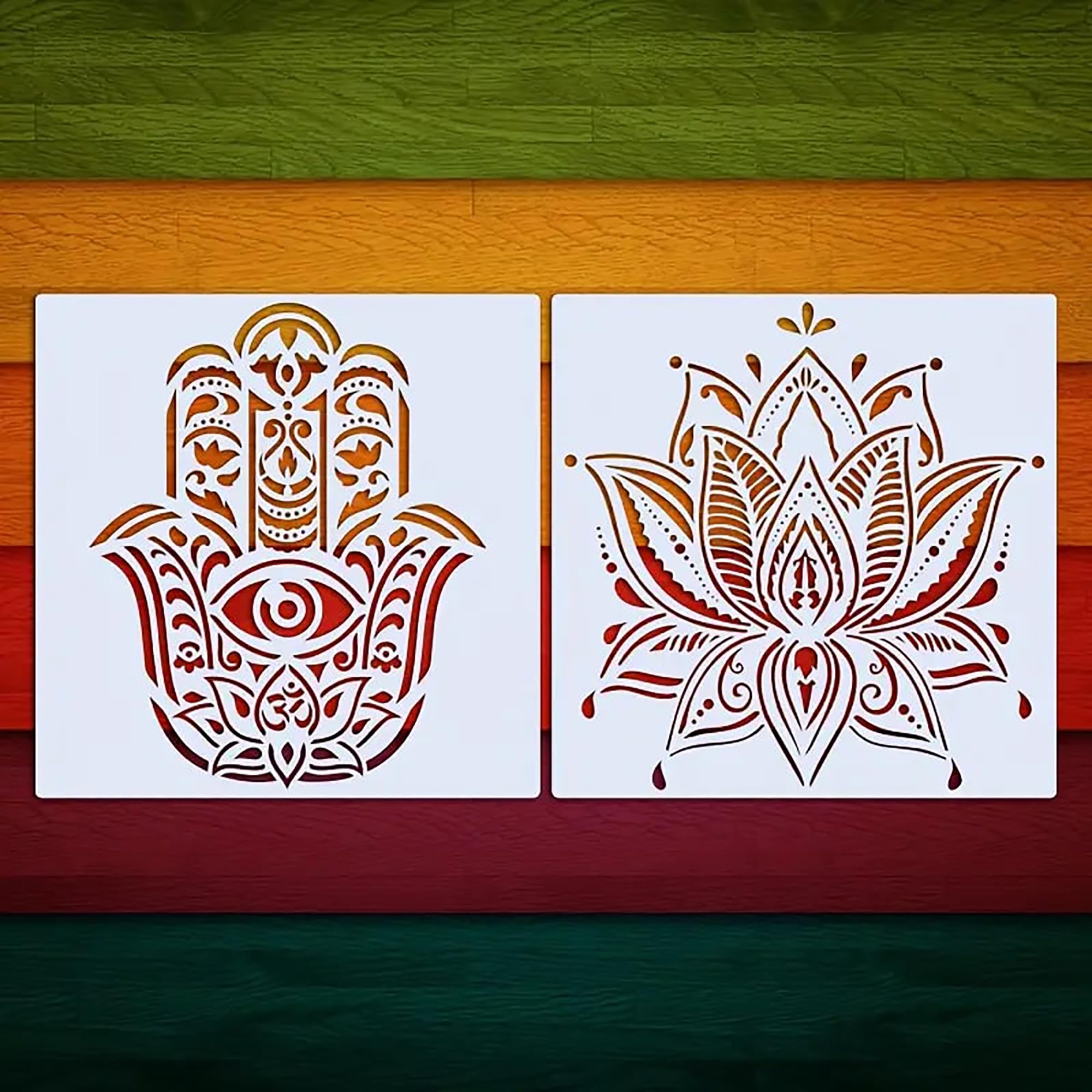 hamsa hand stencil stencil for wall painting home mandala lotus stencil big lotus mandala stencil stencil set for craft spiritual art for wall spiritual wall hanging art decor mandala stencils for fabric