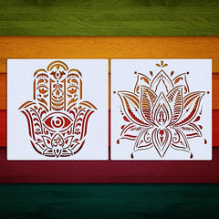 hamsa hand stencil stencil for wall painting home mandala lotus stencil big lotus mandala stencil stencil set for craft spiritual art for wall spiritual wall hanging art decor mandala stencils for fabric