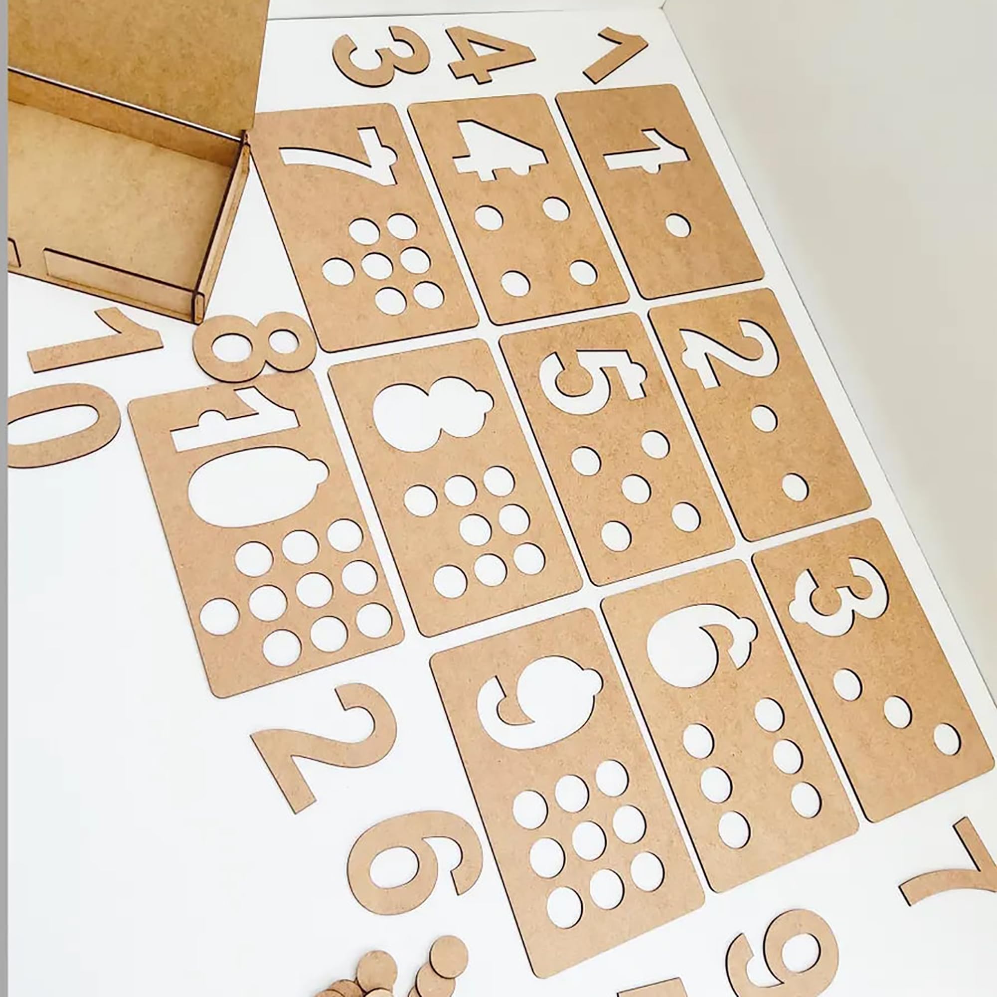 Preschool math aids Montessori style number stencil activity