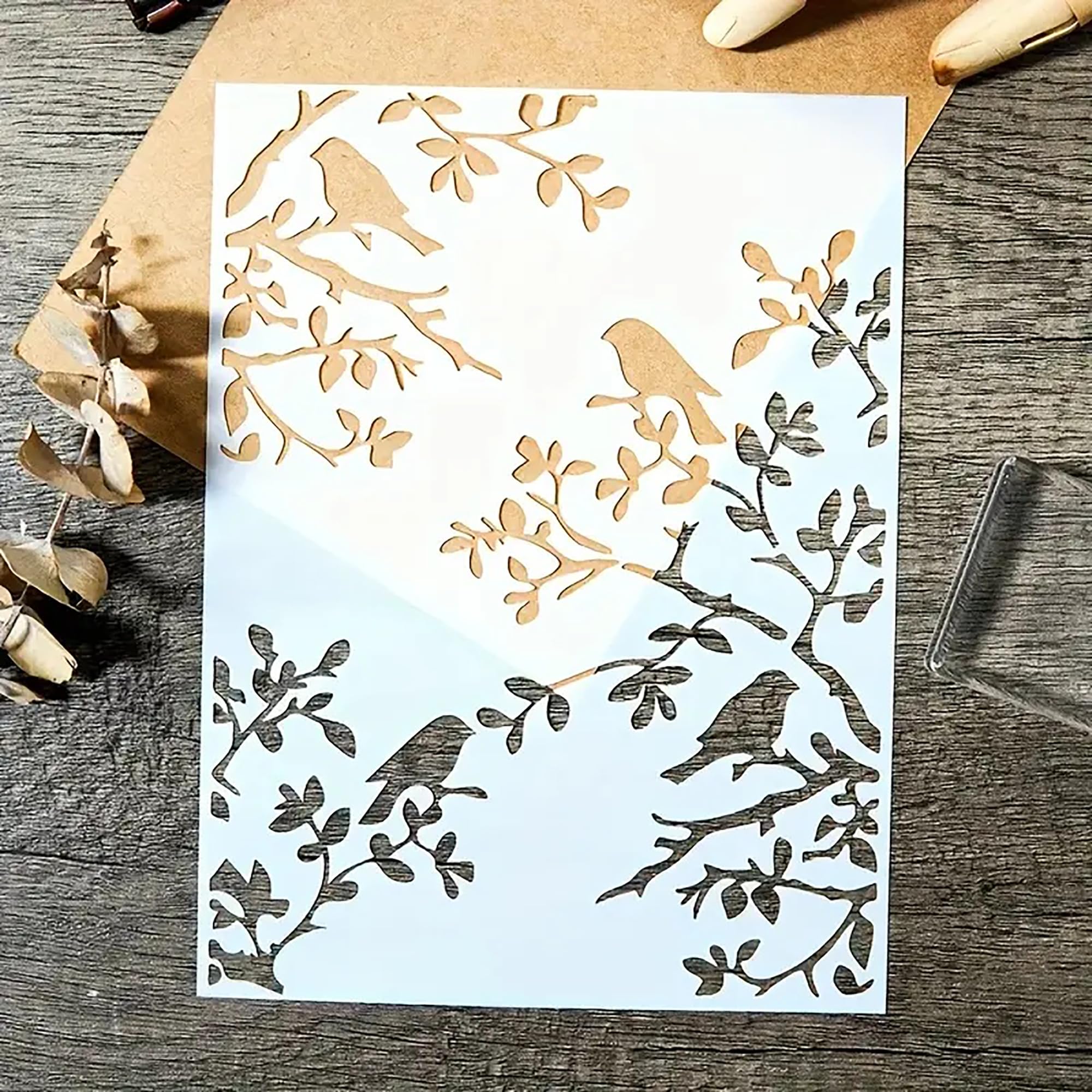 silhouette bird and tree stencil for home decor projects