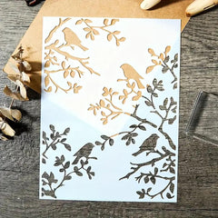 silhouette bird and tree stencil for home decor projects