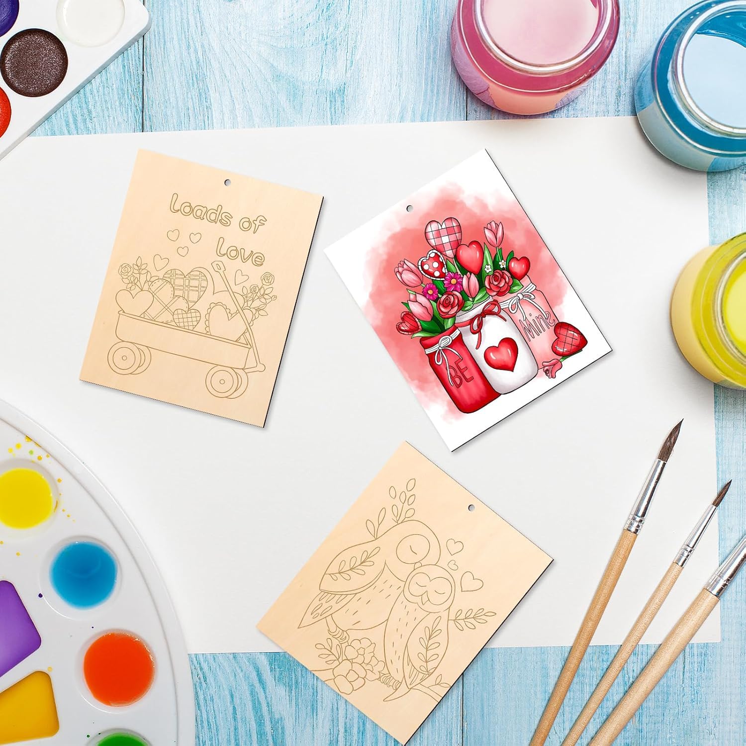 kids craft wooden hearts