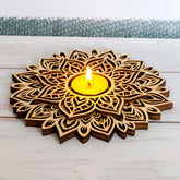 Cliths 3 Layer Mandala Tea Light Candle Holder MDF Diwali Decor Festive Centerpiece for Home