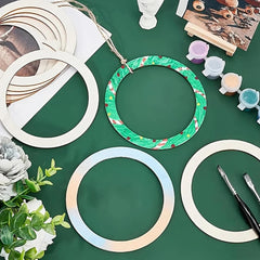Cliths 30 Pcs Wooden Ring Cutouts Round Shape Pine MDF Base for DIY Crafts
