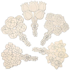 Set of floral bouquets in a decorative arrangement on a white background