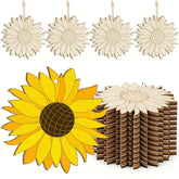 2.7 inch MDF flower painting blanks DIY rustic home decoration crafts bulk paintable sunflower shapes American Elm unfinished wood crafts