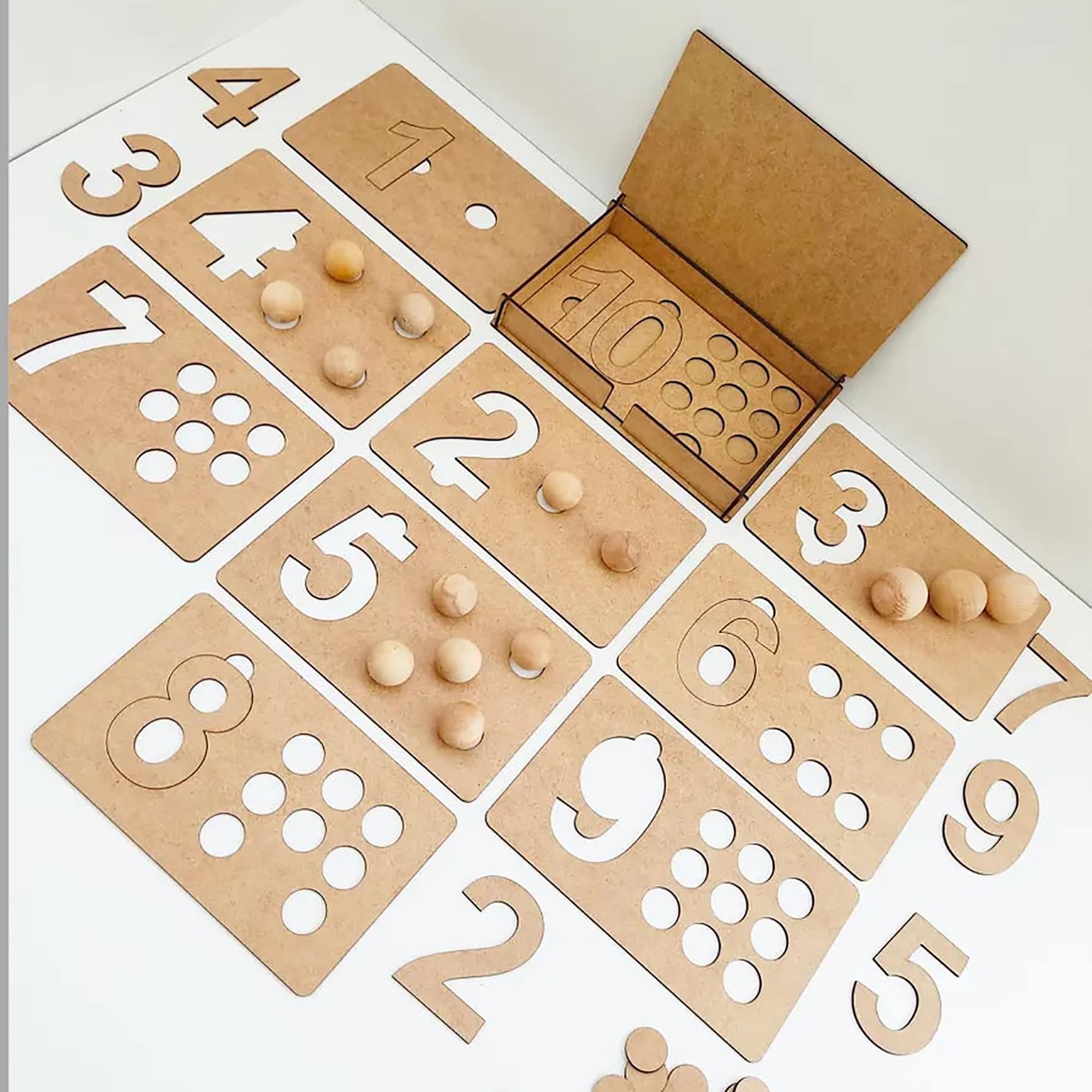 Kids' learning tools natural wood number recognition kit