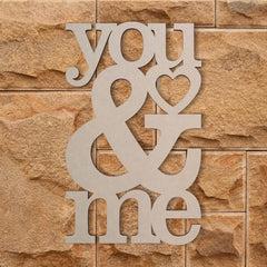 Cliths 'You & Me' Wood Cutout MDF Sign for Couple Decor & Wedding Gifts 2.7mm Thick
