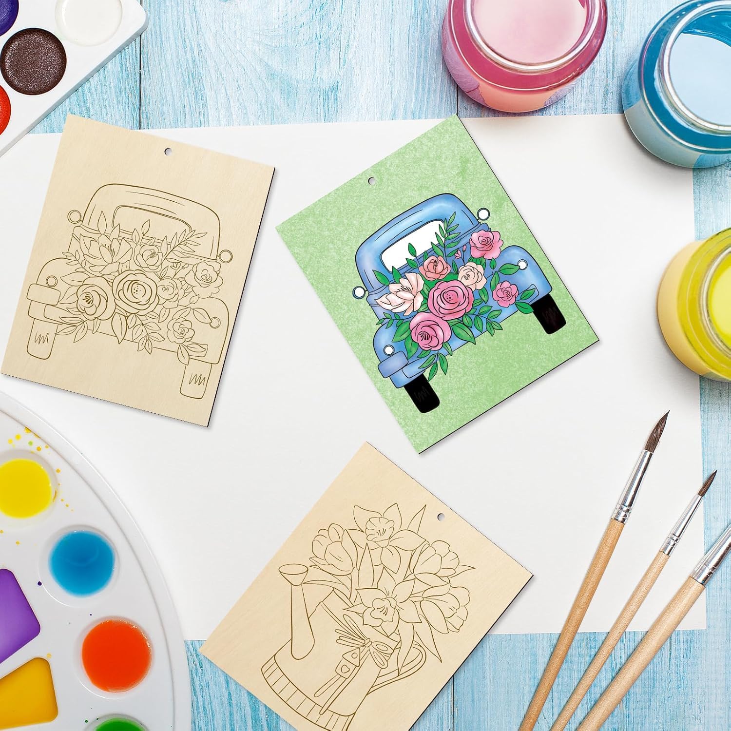 kids spring craft wood shapes