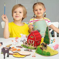 American Elm Wooden Arts and Crafts Kits for Kids Boys Girls Paint Your Own Farm Toys DIY Kids Activities Painting Kits
