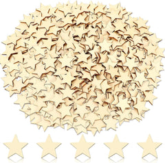 Large pile of wooden star shapes on a white background