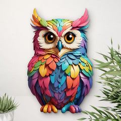 American Elm 8x11.6 Inch Owl Wall Hanging for Home Decor, Evil Eye Protection MDF Cutout, Living Room & Dining Room Wall Art