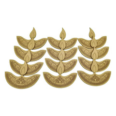 Cliths Pack of 12 Pre Marked Diya Cutouts for Diwali Decoration Easy to Colour and Paint DIY Craft Art and Craft Supplies (With Hole/Without hole)
