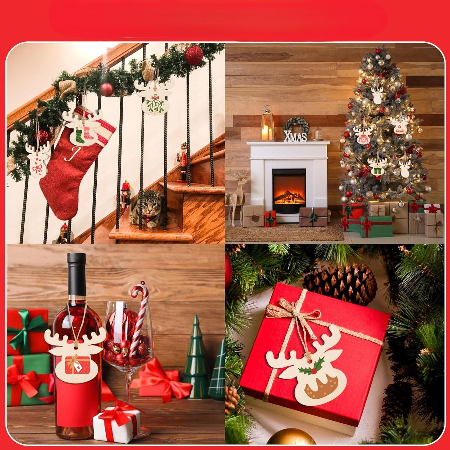 wooden christmas deer head ornaments