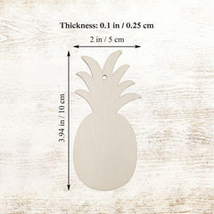 Cliths 20 Pcs Pineapple Wood Cutouts Tropical Ornaments with Hemp Ropes DIY MDF Craft Blanks for Wedding, Summer Party Decor
