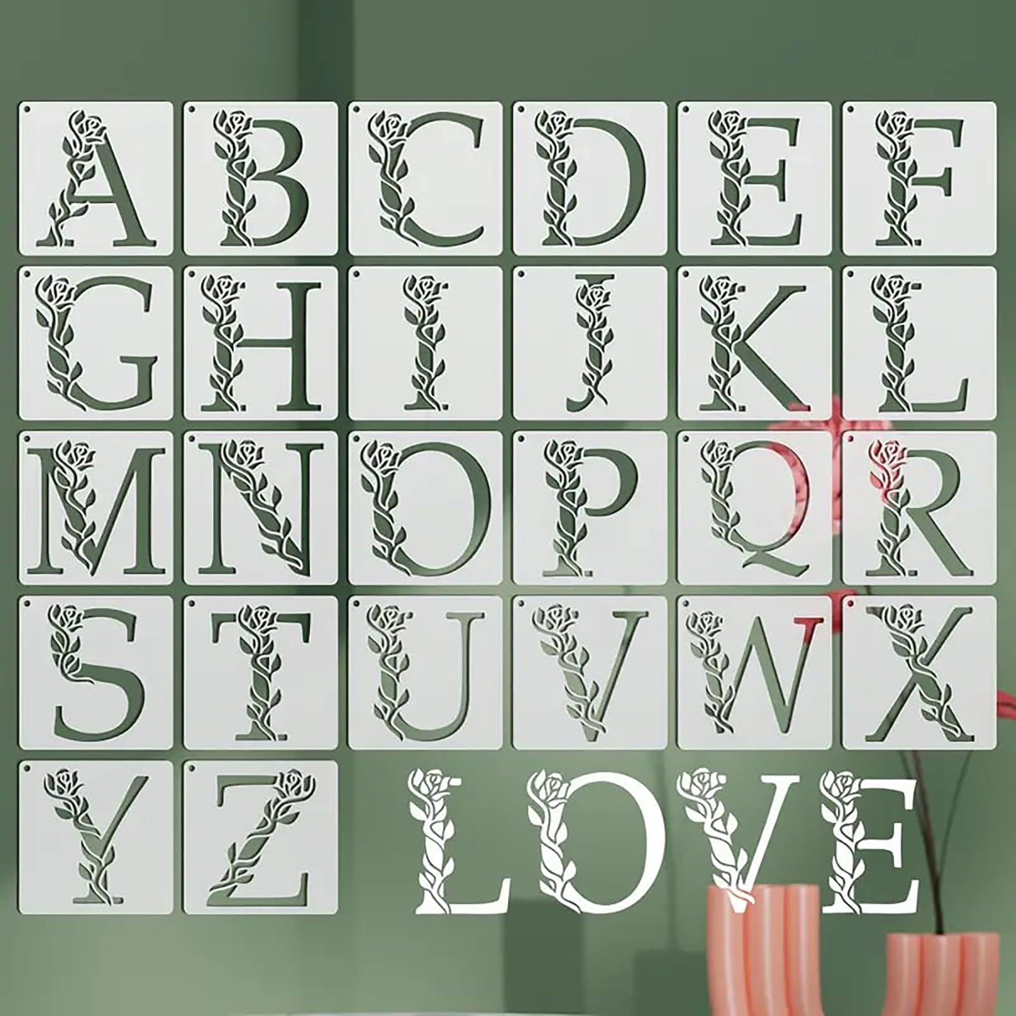 botanical monogram stencils a-z
