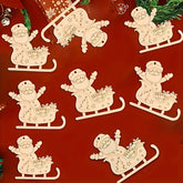 wooden santa claus sled ornaments