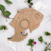 American Elm Pack of 2 Fish Design Wooden T Light Holder 2 Layer Pine MDF Cutout for Diwali Decoration Home Art DIY Painting Projects Table Centerpiece and Handmade Tealight Candle Display Base