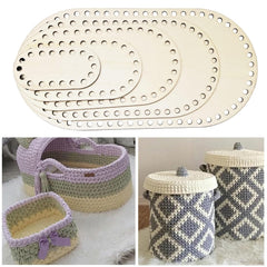 American Elm 5 Piece Oval Basket Bottom Set Wooden MDF Bases for DIY Crochet Bags & Storage Weaving Supplies