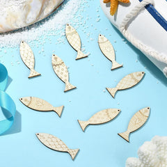 Cliths Pack of 20 Wooden Fish Cutouts Ocean Charm Crafts MDF Sea Animal Decor for DIY Wreaths Coasters
