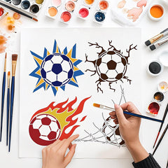 Soccer PET Plastic Reusable Stencil Set for DIY Painting & Scrapbooking, Pack of 3 - Cliths