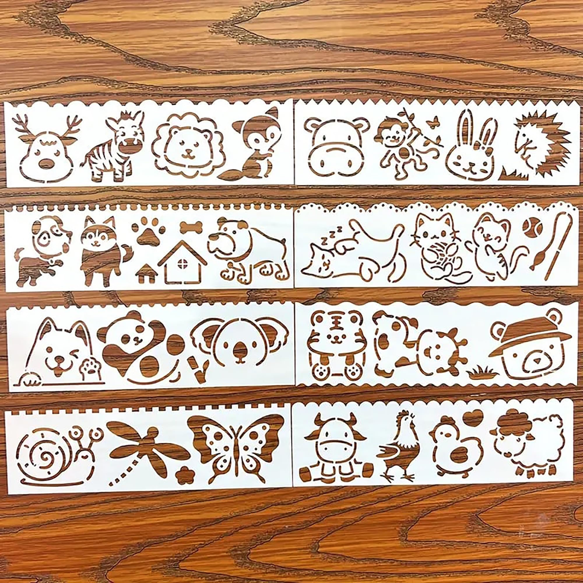 8 piece animal painting stencils