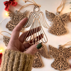 Cliths Pack of 10 Wooden Christmas Angel Cutouts MDF Tree Ornaments, Rustic DIY Decor for Holiday Home & Tree Toppers