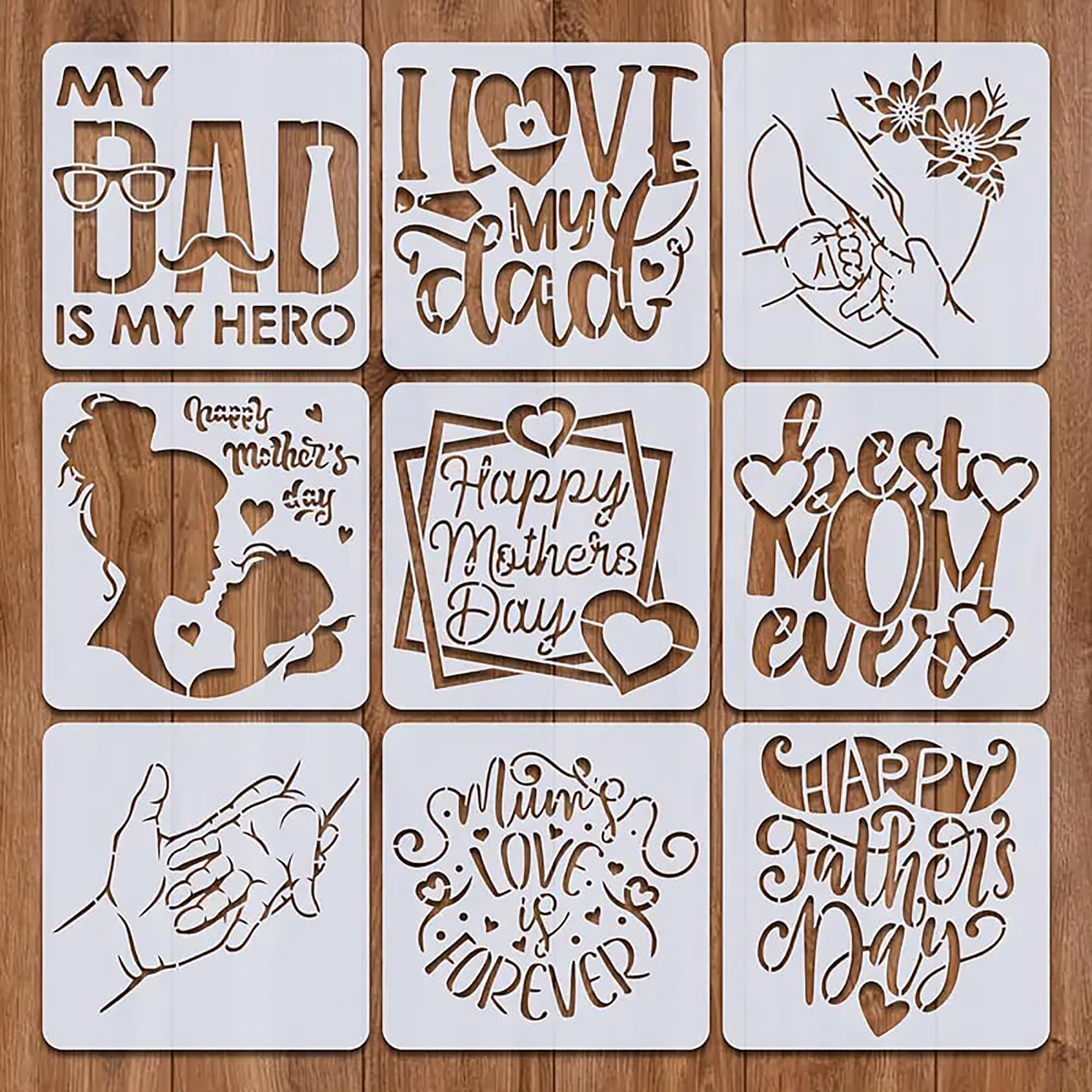 happy mother's day stencil mother's day stencil mothers day 2025 fathers day card reusable stencils for painting reusable stencils for wall painting stencils for fabric paint mom dad gift