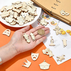 Cliths Pack of 28 Circus Wooden Cutouts Joker Elephant & Mask Shapes Craft Ornaments for Painting