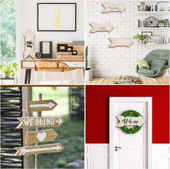 Collage of home decor items including wall art, furniture, and decorative signs.