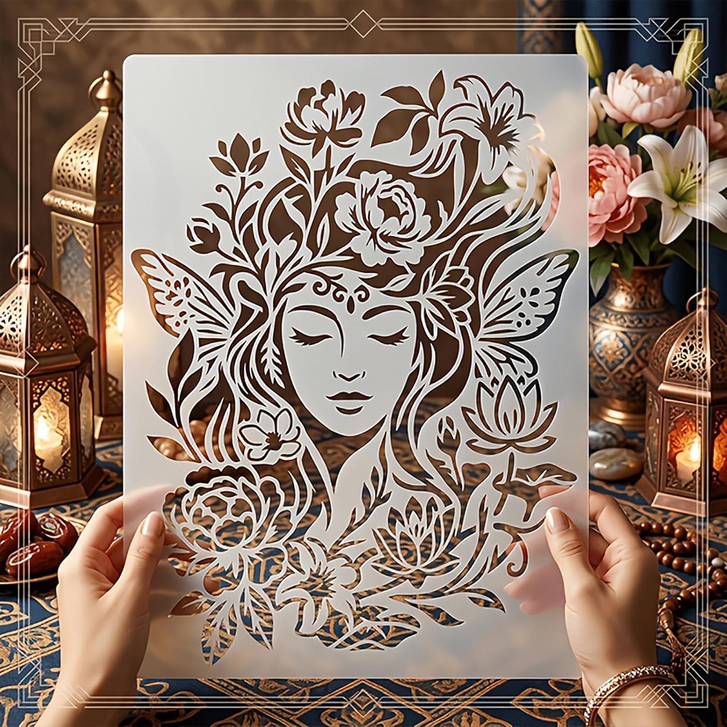 fairy woman face stencil for diy painting