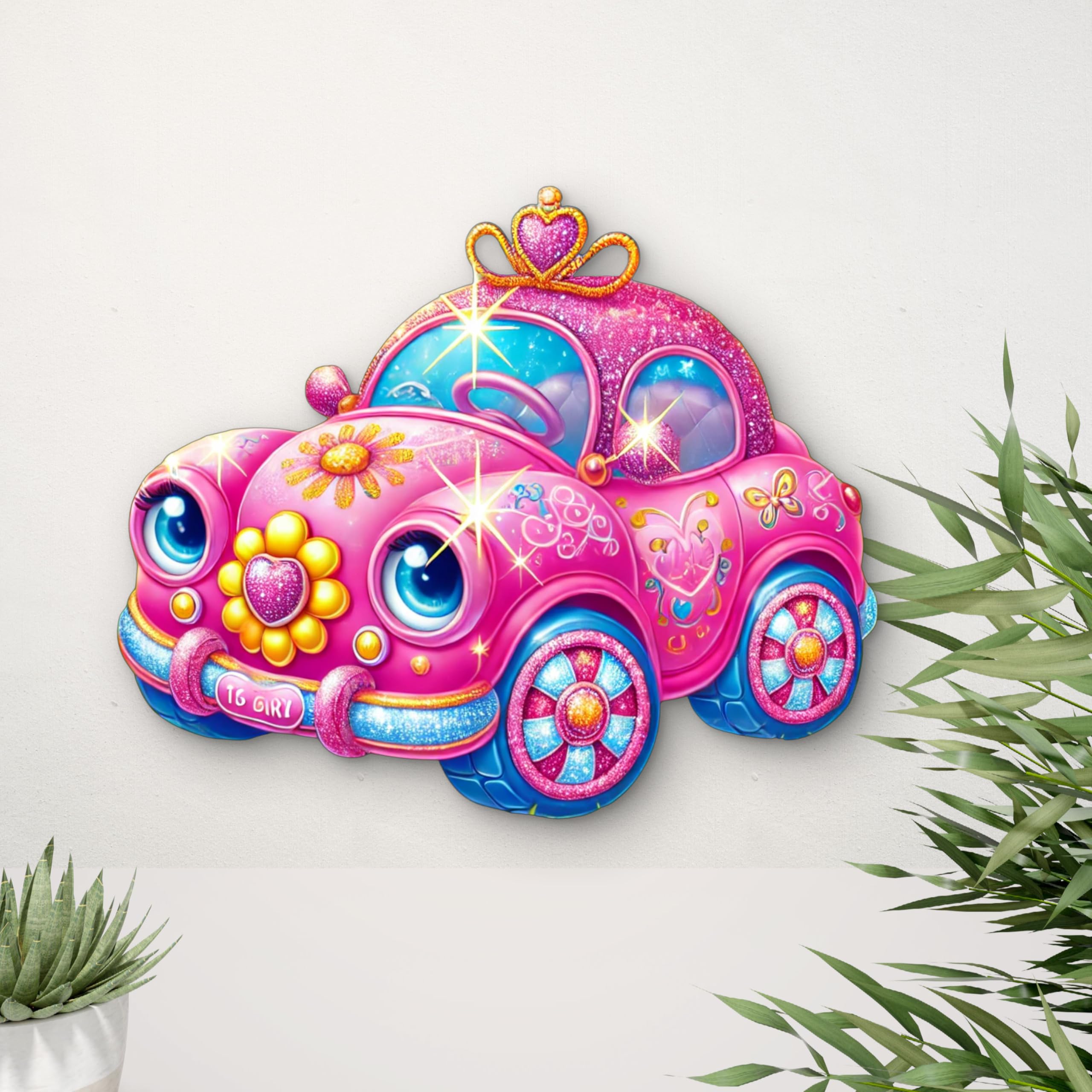 interactive mdf cartoon car wall decor for kids' learning