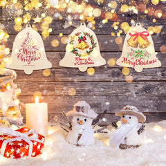 American Elm 10 Pcs Unfinished Wood Bell Ornaments DIY Craft Kit Christmas Decor Paintable Blanks MDF with Cutouts