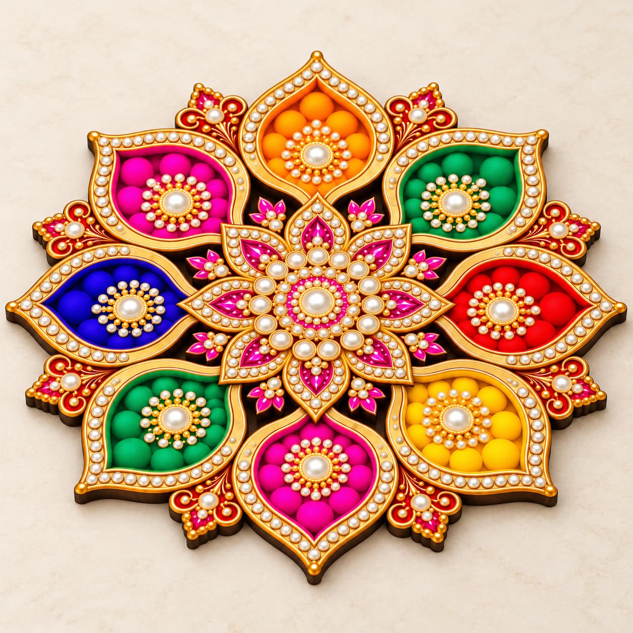 Traditional Indian rangoli decor for festive occasions