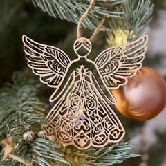 Cliths Pack of 10 Wooden Christmas Angel Cutouts MDF Tree Ornaments, Rustic DIY Decor for Holiday Home & Tree Toppers
