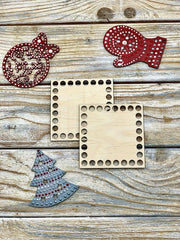 American Elm 2 Pack Square Crochet Basket Bottoms MDF Wood Bases for DIY Storage Baskets & Craft Projects Weaving Supplies