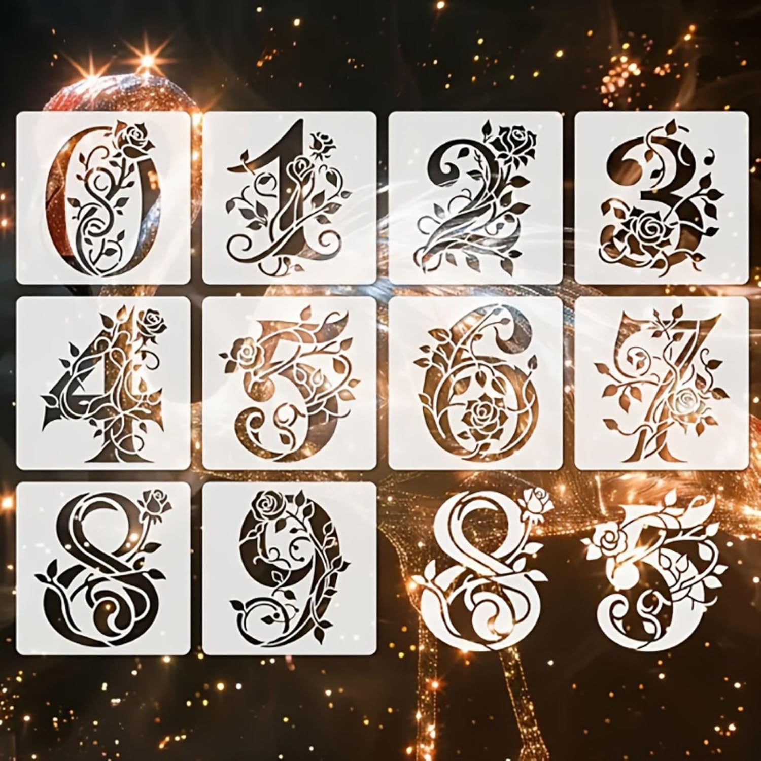 number and flower stencils for journaling