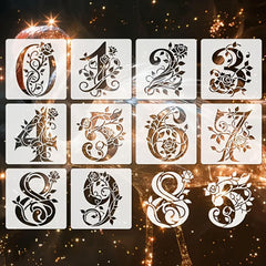 number and flower stencils for journaling