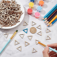Cliths 40 Pcs Triangle Wood Linking Rings MDF Unfinished Craft Frames for DIY Jewelry Necklaces Home Decor