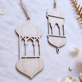 Cliths Set of 2 Wooden Lanterns Ramadan Decor DIY Paintable Wall Hanging Eid Mubarak Islamic Muslim Festival Gift