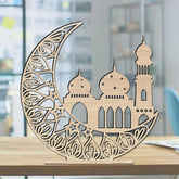 Cliths Wooden Moon Tabletop Decor for Ramadan & Eid Mubarak Islamic Home Decor Muslim Festive Gift